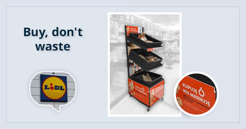 Buy, don't waste stand in Lidl store